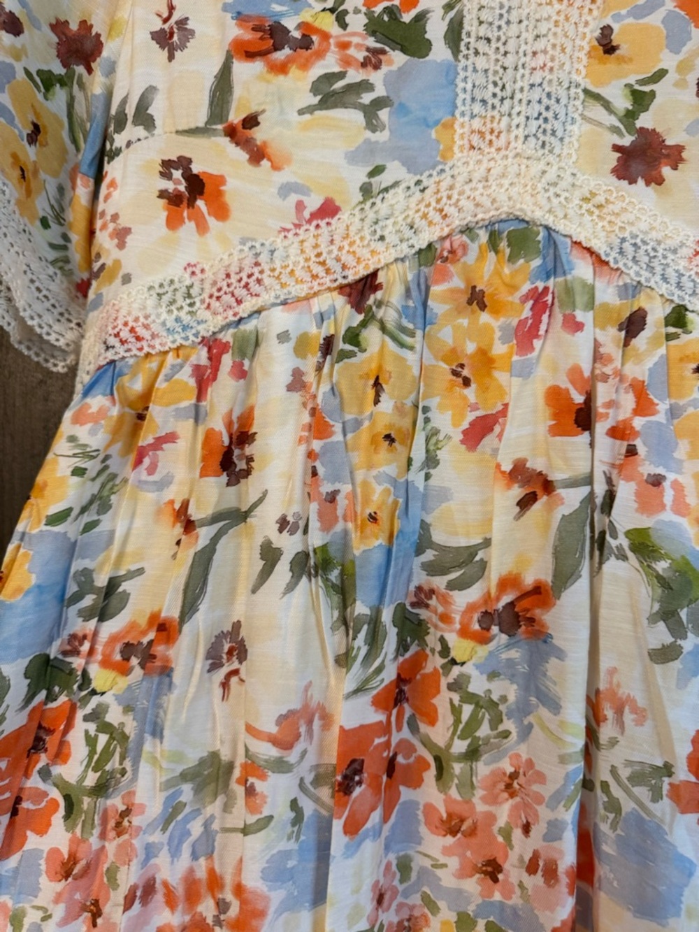 Hayden White Floral Dress with Orange, Blue & Yellow Flowers - Picture 2 of 4